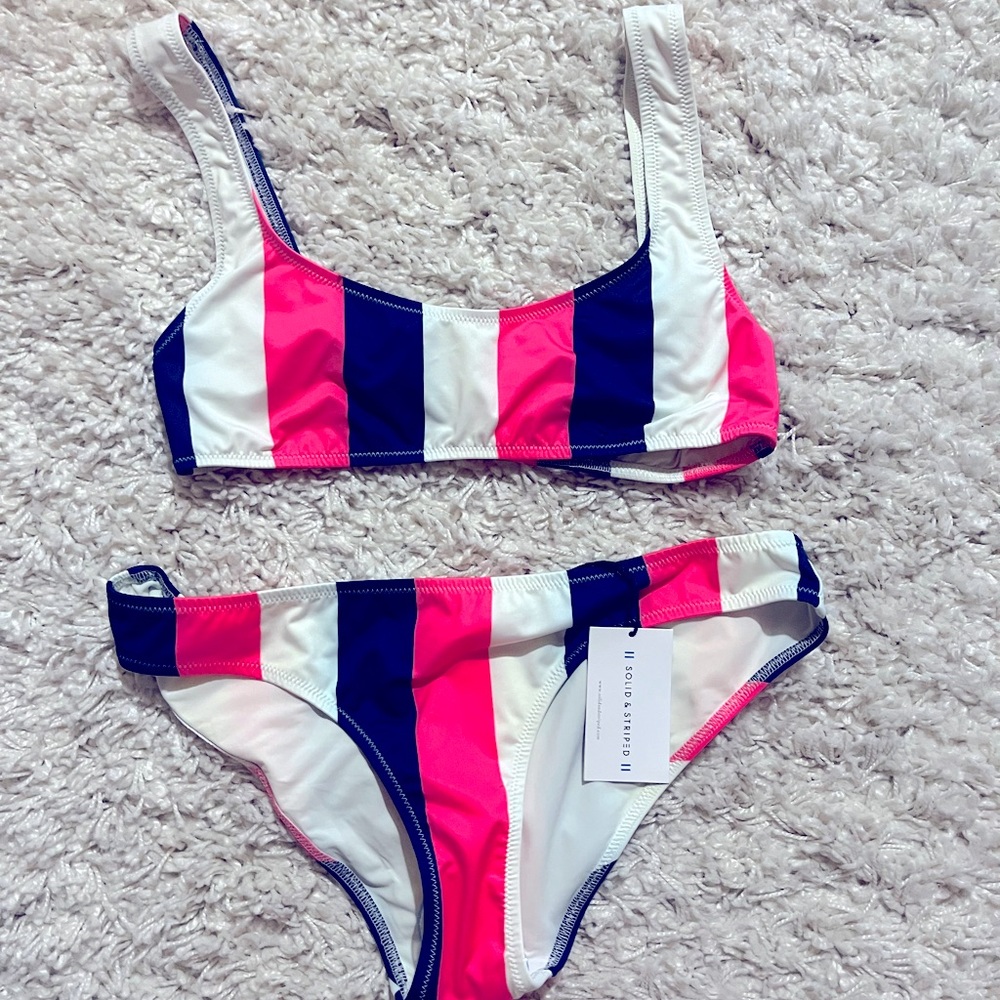 Solid and striped bikini
